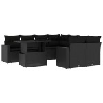 vidaXL Set mobilier de grădină cu perne, 9 piese, negru, poliratan