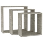 vidaXL Rafturi de perete cub, 3 buc., gri beton vidaXL Rafturi de perete cub, 3 buc., gri beton