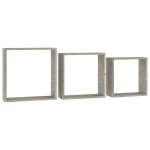vidaXL Rafturi de perete cub, 3 buc., gri beton vidaXL Rafturi de perete cub, 3 buc., gri beton
