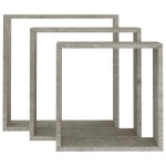 vidaXL Rafturi de perete cub, 3 buc., gri beton vidaXL Rafturi de perete cub, 3 buc., gri beton