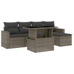 vidaXL Set mobilier grădină cu perne, 6 piese, gri, poliratan vidaXL Set mobilier grădină cu perne, 6 piese, gri, poliratan
