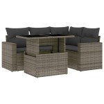 vidaXL Set canapea de grădină cu perne, 5 piese, gri, poliratan vidaXL Set canapea de grădină cu perne, 5 piese, gri, poliratan