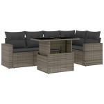 vidaXL Set mobilier grădină cu perne, 6 piese, gri, poliratan