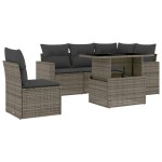 vidaXL Set mobilier grădină cu perne, 6 piese, gri, poliratan