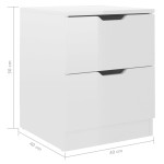 vidaXL Noptiere, 2 buc., alb extralucios, 40x40x50 cm, PAL