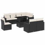vidaXL Set mobilier de grădină cu perne, 9 piese, negru, poliratan vidaXL Set mobilier de grădină cu perne, 9 piese, negru, poliratan