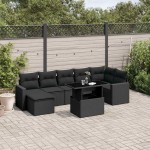 vidaXL Set mobilier de grădină cu perne, 8 piese, negru, poliratan vidaXL Set mobilier de grădină cu perne, 8 piese, negru, poliratan