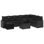 vidaXL Set mobilier de grădină cu perne, 9 piese, negru, poliratan vidaXL Set mobilier de grădină cu perne, 9 piese, negru, poliratan