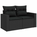 vidaXL Set mobilier de grădină cu perne, 9 piese, negru, poliratan vidaXL Set mobilier de grădină cu perne, 9 piese, negru, poliratan