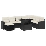 vidaXL Set mobilier de grădină cu perne, 9 piese, negru, poliratan