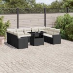 vidaXL Set canapele de grădină cu perne, 10 piese, negru, poliratan vidaXL Set canapele de grădină cu perne, 10 piese, negru, poliratan