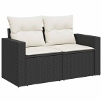 vidaXL Set canapele de grădină cu perne, 10 piese, negru, poliratan vidaXL Set canapele de grădină cu perne, 10 piese, negru, poliratan