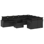 vidaXL Set canapele de grădină cu perne, 10 piese, negru, poliratan vidaXL Set canapele de grădină cu perne, 10 piese, negru, poliratan