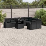 vidaXL Set canapele de grădină cu perne, 10 piese, negru, poliratan vidaXL Set canapele de grădină cu perne, 10 piese, negru, poliratan