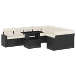 vidaXL Set canapele de grădină cu perne, 10 piese, negru, poliratan