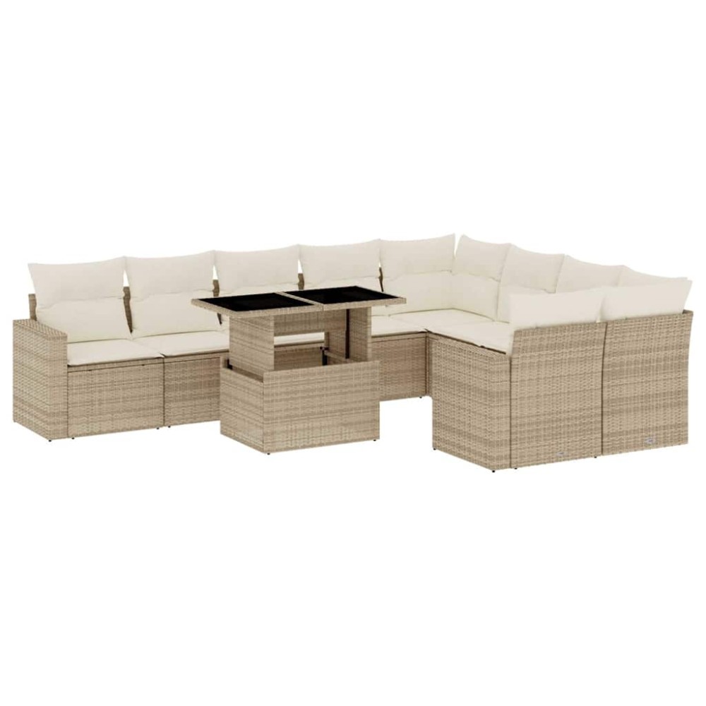 vidaXL Set canapele de grădină cu perne, 10 piese, bej, poliratan