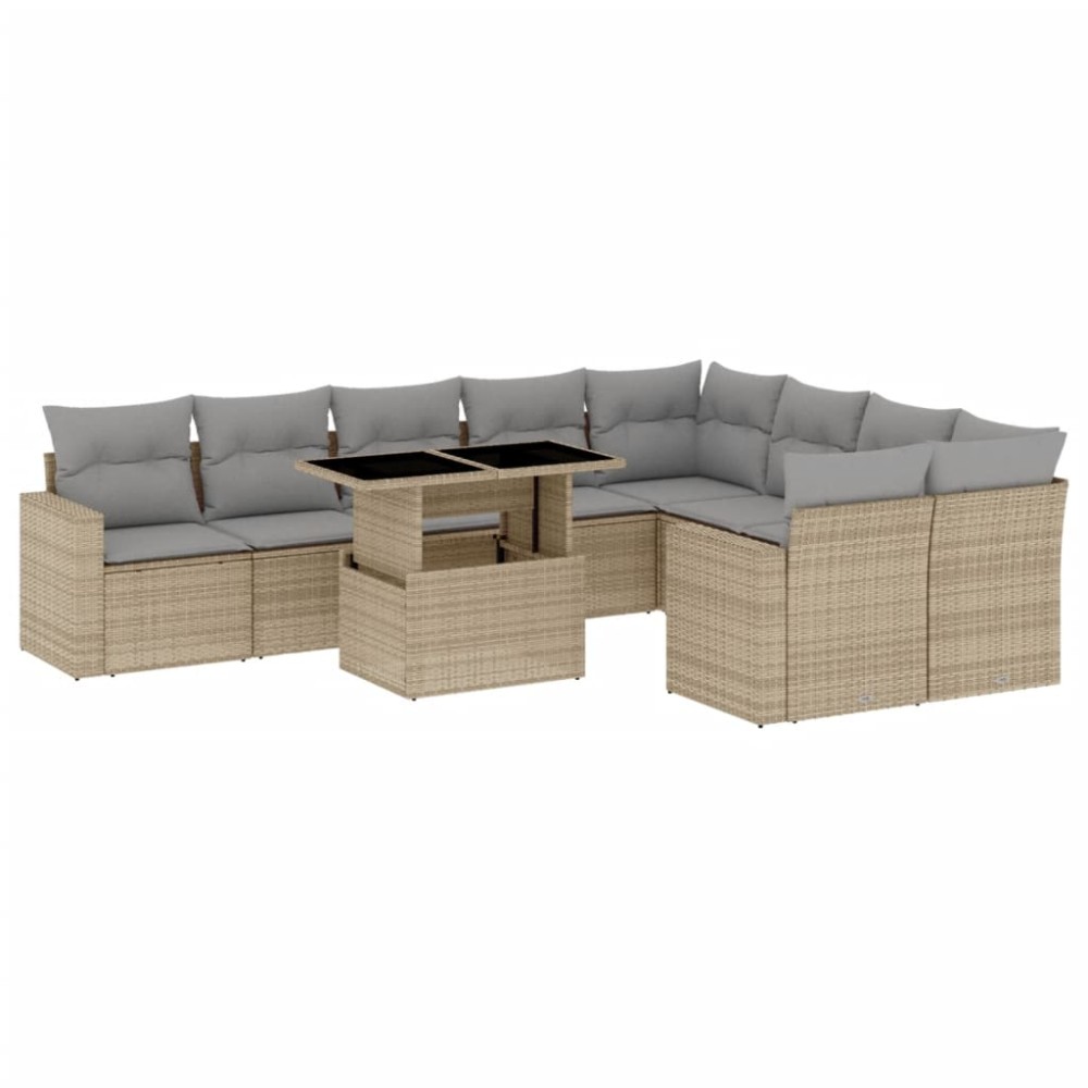 vidaXL Set canapele de grădină cu perne, 10 piese, bej, poliratan