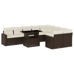 vidaXL Set canapele de grădină cu perne, 10 piese, maro, poliratan