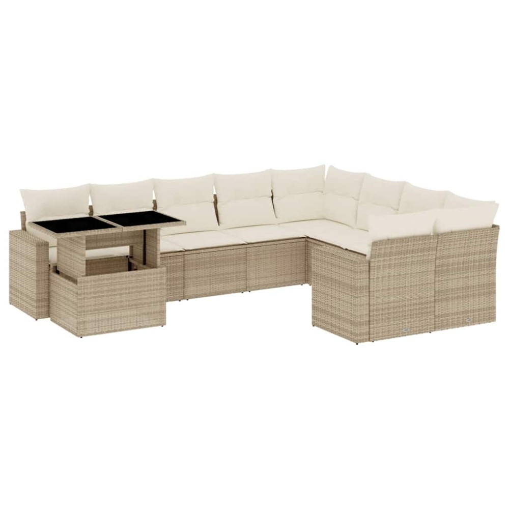 vidaXL Set canapele de grădină cu perne, 10 piese, bej, poliratan