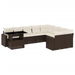 vidaXL Set canapele de grădină cu perne, 10 piese, maro, poliratan