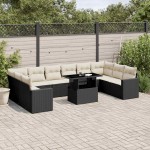 vidaXL Set canapele de grădină cu perne, 11 piese, negru, poliratan vidaXL Set canapele de grădină cu perne, 11 piese, negru, poliratan