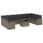 vidaXL Set canapele de grădină cu perne, 11 piese, gri, poliratan vidaXL Set canapele de grădină cu perne, 11 piese, gri, poliratan