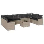 vidaXL Set canapele de grădină cu perne, 11 piese, gri, poliratan vidaXL Set canapele de grădină cu perne, 11 piese, gri, poliratan