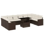 vidaXL Set canapele de grădină cu perne, 11 piese, maro, poliratan