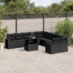 vidaXL Set canapele de grădină cu perne, 11 piese, negru, poliratan vidaXL Set canapele de grădină cu perne, 11 piese, negru, poliratan