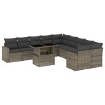 vidaXL Set canapele de grădină cu perne, 11 piese, gri, poliratan