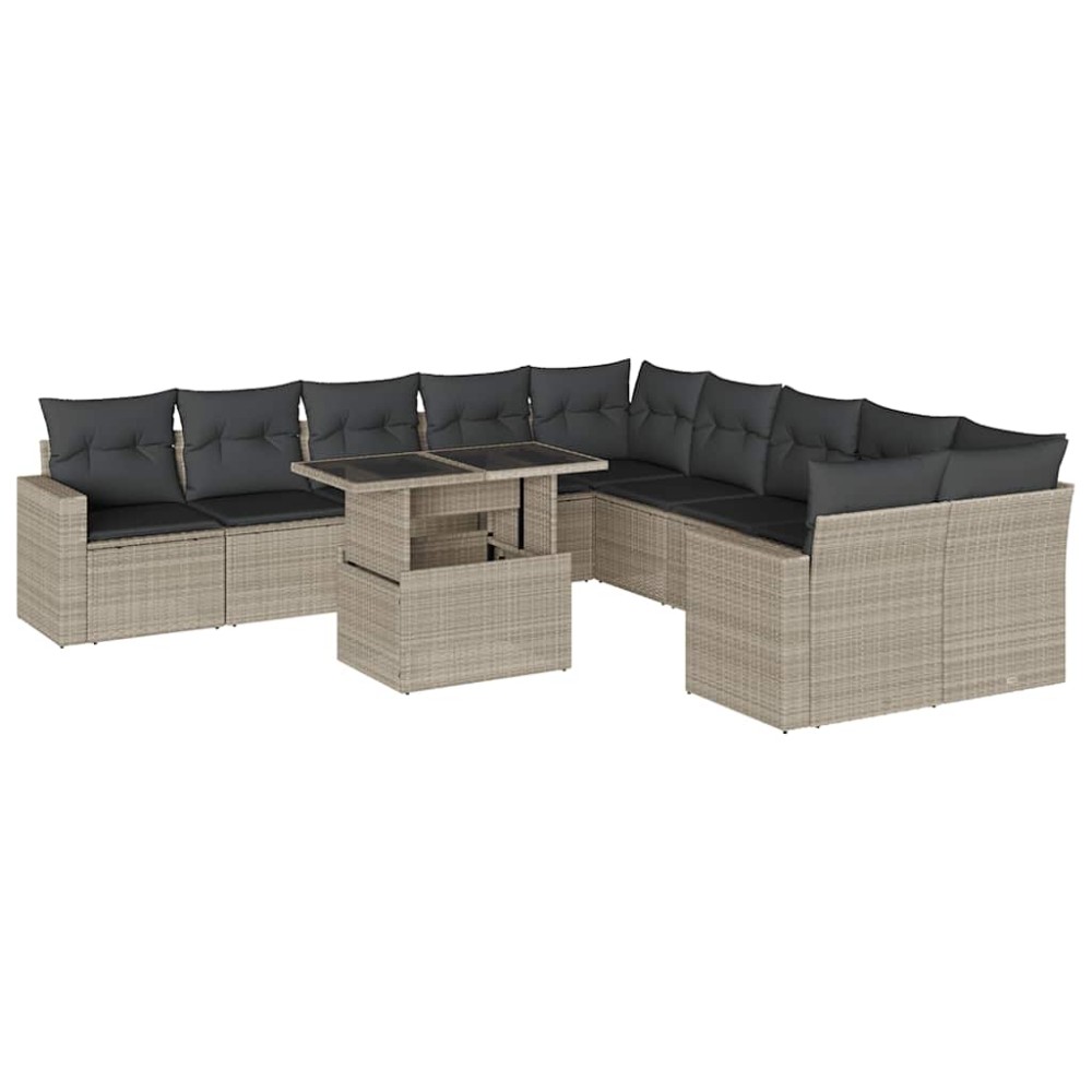 vidaXL Set canapele de grădină cu perne, 11 piese, gri, poliratan