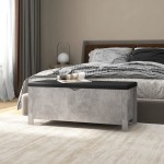 vidaXL Cutie depozitare pernă gri beton, 105x40x45 cm, lemn prelucrat vidaXL Cutie depozitare pernă gri beton, 105x40x45 cm, lemn prelucrat