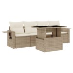 vidaXL Set canapele de grădină cu perne, 5 piese, bej, poliratan