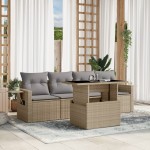 vidaXL Set canapele de grădină cu perne, 5 piese, bej, poliratan vidaXL Set canapele de grădină cu perne, 5 piese, bej, poliratan