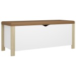 vidaXL Cutie depozitare cu pernă alb/stejar sonoma, 105x40x45 cm, lemn vidaXL Cutie depozitare cu pernă alb/stejar sonoma, 105x40x45 cm, lemn