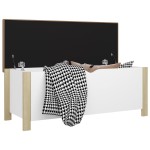 vidaXL Cutie depozitare cu pernă alb/stejar sonoma, 105x40x45 cm, lemn vidaXL Cutie depozitare cu pernă alb/stejar sonoma, 105x40x45 cm, lemn