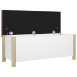 vidaXL Cutie depozitare cu pernă alb/stejar sonoma, 105x40x45 cm, lemn vidaXL Cutie depozitare cu pernă alb/stejar sonoma, 105x40x45 cm, lemn