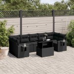 vidaXL Set mobilier de grădină cu perne, 8 piese, negru, poliratan vidaXL Set mobilier de grădină cu perne, 8 piese, negru, poliratan