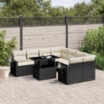 vidaXL Set mobilier de grădină cu perne, 9 piese, negru, poliratan vidaXL Set mobilier de grădină cu perne, 9 piese, negru, poliratan