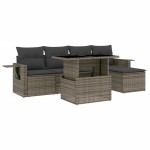 vidaXL Set mobilier grădină cu perne, 6 piese, gri, poliratan vidaXL Set mobilier grădină cu perne, 6 piese, gri, poliratan