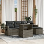 vidaXL Set mobilier grădină cu perne, 6 piese, gri, poliratan vidaXL Set mobilier grădină cu perne, 6 piese, gri, poliratan
