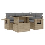 vidaXL Set canapele de grădină cu perne, 5 piese, bej, poliratan vidaXL Set canapele de grădină cu perne, 5 piese, bej, poliratan