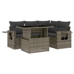 vidaXL Set canapea de grădină cu perne, 5 piese, gri, poliratan vidaXL Set canapea de grădină cu perne, 5 piese, gri, poliratan