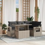 vidaXL Set canapele de grădină cu perne, 5 piese gri deschis poliratan vidaXL Set canapele de grădină cu perne, 5 piese gri deschis poliratan