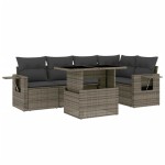 vidaXL Set mobilier grădină cu perne, 6 piese, gri, poliratan