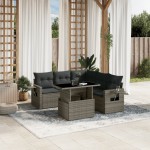 vidaXL Set mobilier grădină cu perne, 6 piese, gri, poliratan vidaXL Set mobilier grădină cu perne, 6 piese, gri, poliratan
