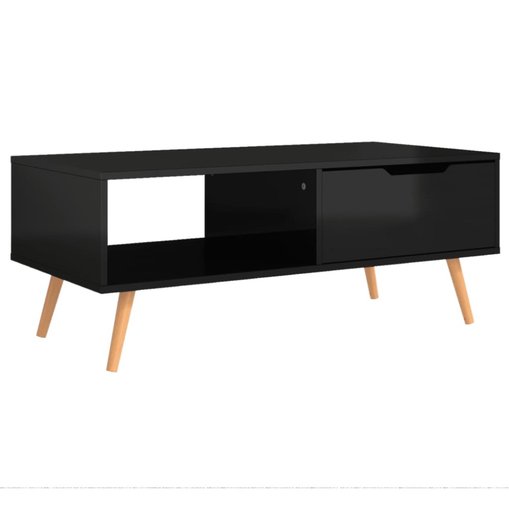 vidaXL Măsuță cafea, negru extralucios, 100x49,5x43 cm lemn prelucrat
