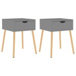 vidaXL Dulapuri noptieră, 2 buc., gri, 40x40x56 cm, lemn prelucrat vidaXL Dulapuri noptieră, 2 buc., gri, 40x40x56 cm, lemn prelucrat