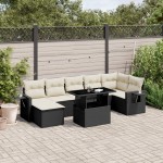 vidaXL Set mobilier de grădină cu perne, 8 piese, negru, poliratan vidaXL Set mobilier de grădină cu perne, 8 piese, negru, poliratan