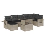 vidaXL Set mobilier de grădină cu perne, 8 piese gri deschis poliratan